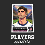 Christian Pulisic World Cup Sticker Men's T-Shirt – black close-up detail shot of the Christian Pulisic World Cup Players