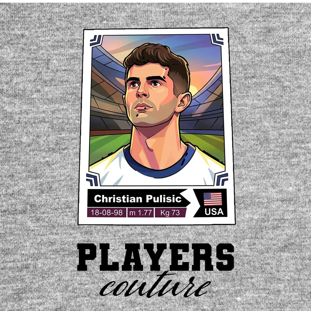 Christian Pulisic World Cup Sticker Kids T-Shirt – christian pulisic grey Players Couture design