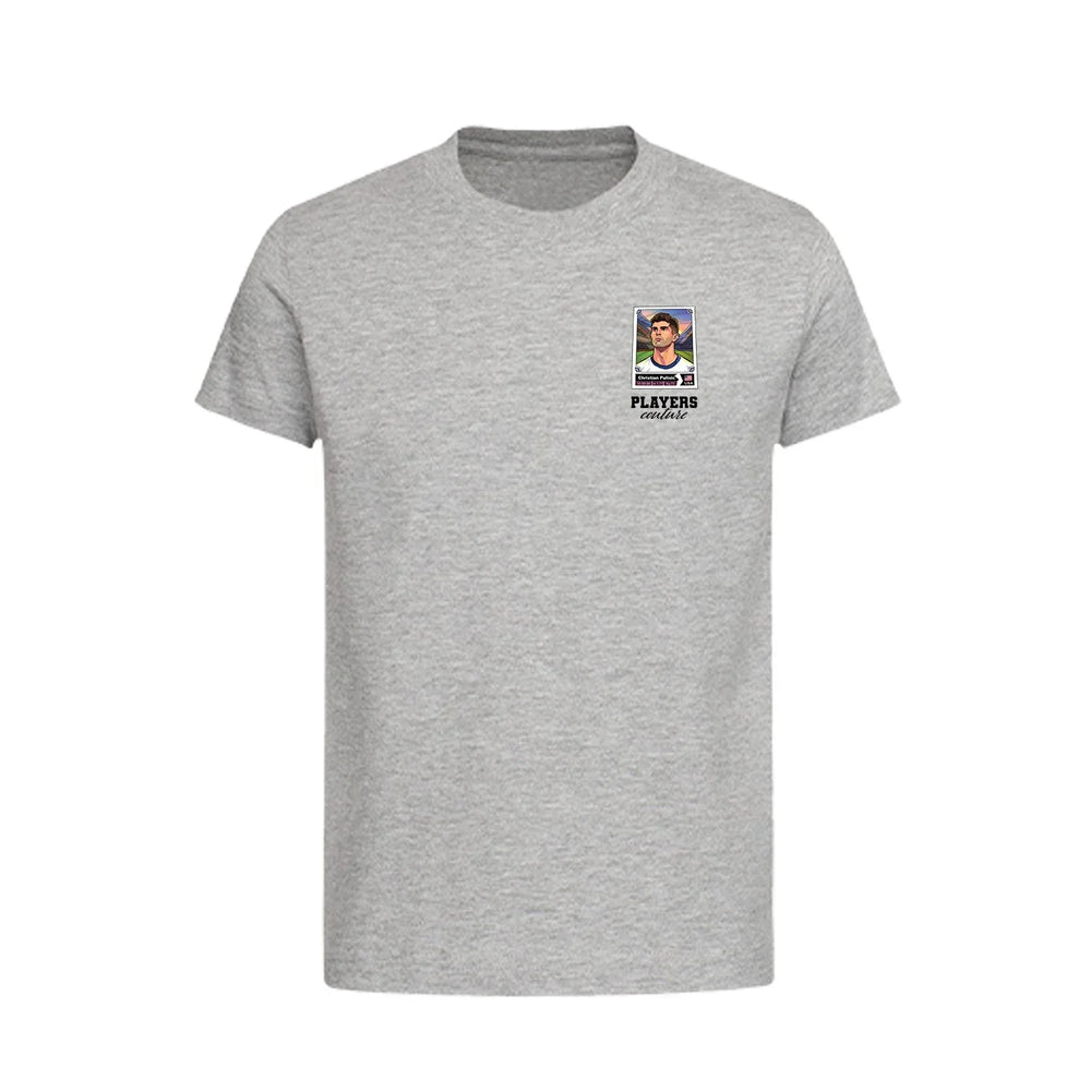 Christian Pulisic World Cup Sticker Kids T-Shirt – christian pulisic sticker kids grey tshirt Players Couture design