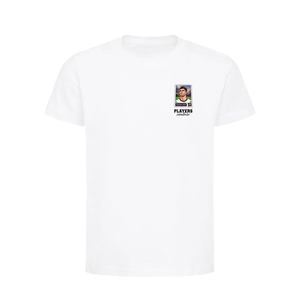 Christian Pulisic World Cup Sticker Kids T-Shirt – christian pulisic sticker kids white tshirt Players Couture design