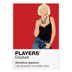 Christina Aguilera Christina Aguilera's microphone stance, blonde styling and powerful pop-performance identity Icon Frame artwork on white