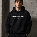 christopher-reeve name-print hoodie - black