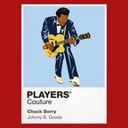 Chuck Berry Chuck Berry's guitar, tailored stagewear and unmistakable duck-walk movement Icon Frame artwork in red