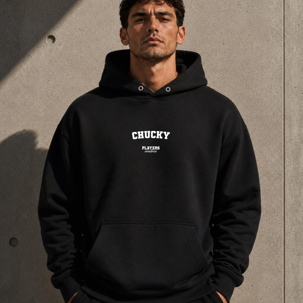 chucky name-print hoodie - black