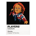 Chucky Chucky's striped shirt, overalls, red hair and Good Guy doll disguise Icon Frame artwork on white