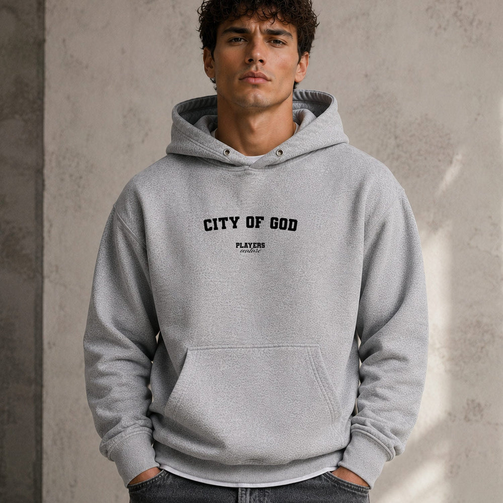 city-of-god name-print hoodie - grey