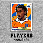 Clarence Seedorf World Cup Sticker Men's T-Shirt – grey close-up detail shot of the Clarence Seedorf World Cup Players