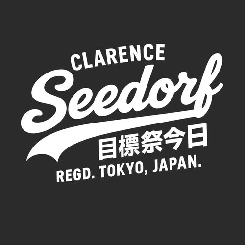 Clarence Seedorf Logo Men's T-Shirt – black close-up detail shot of the Clarence Seedorf Players Couture logo design