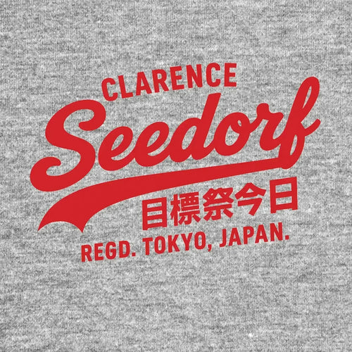 Clarence Seedorf Logo Men's T-Shirt – grey close-up detail shot of the Clarence Seedorf Players Couture logo design
