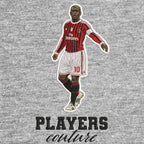 Clarence Seedorf Badge Men's Hoodie – grey close-up detail shot of the Clarence Seedorf Players Couture logo design