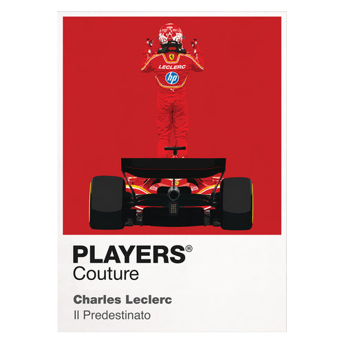 Charles Leclerc Standing on Car Motor Racing Icon Frame Men's T-Shirt in White - Players Couture Fashion