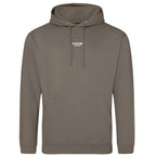 Essentials Collection hoodie – white men's hoodie with black Essentials Collection letters and Players Couture logo on the