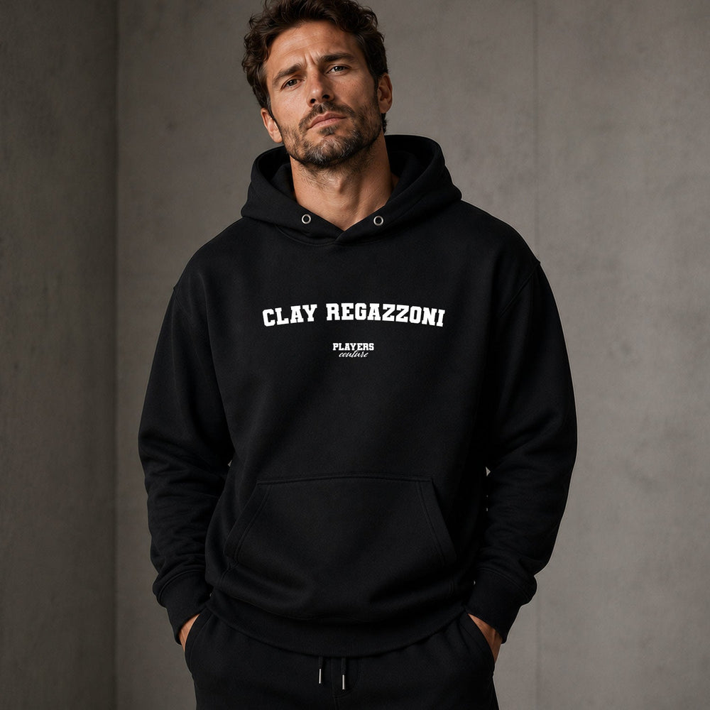 clay-regazzoni name-print hoodie - black