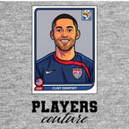 Clint Dempsey World Cup Sticker Men's T-Shirt – grey close-up detail shot of the Clint Dempsey World Cup Players Couture