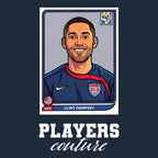 Clint Dempsey World Cup Sticker Men's T-Shirt – navy close-up detail shot of the Clint Dempsey World Cup Players Couture