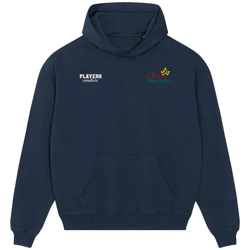 Clinton Morrison hoodie – navy men's hoodie featuring the Clinton Morrison Players Couture logo