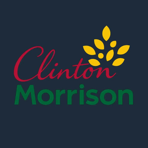 Clinton Morrison Logo Men's T-Shirt – navy close-up detail shot of the Clinton Morrison Players Couture logo design