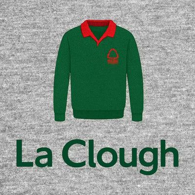 Brian Clough Logo Kids Hoodie – grey close-up detail shot of the Brian Clough Players Couture logo design