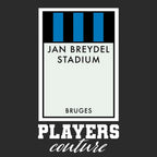 Club Brugge Monopoly Card t-shirt – black men's t-shirt with white Club Brugge Monopoly Card letters and Players Couture
