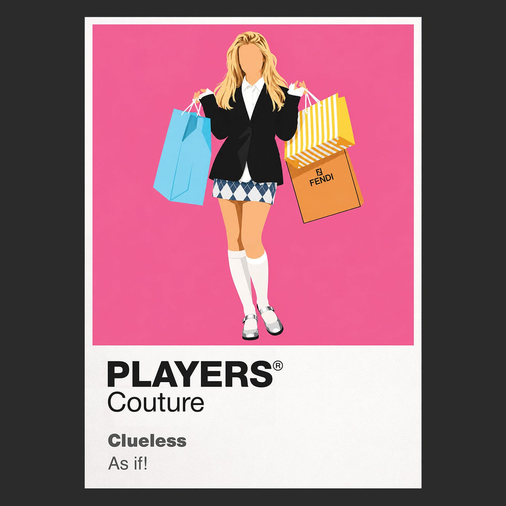 Clueless Cher Horowitz's yellow tartan tailoring and confident Beverly Hills style Icon Frame artwork in black