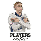 Cole Palmer Badge Men's T-Shirt – white close-up detail shot of the Cole Palmer Players Couture logo design