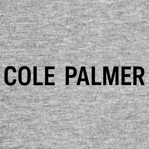 Cole Palmer Logo 1 Men's Hoodie – grey close-up detail shot of the Cole Palmer Players Couture logo design