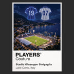 Como 1907 home and away shirts Icons in Lights Frame artwork in black