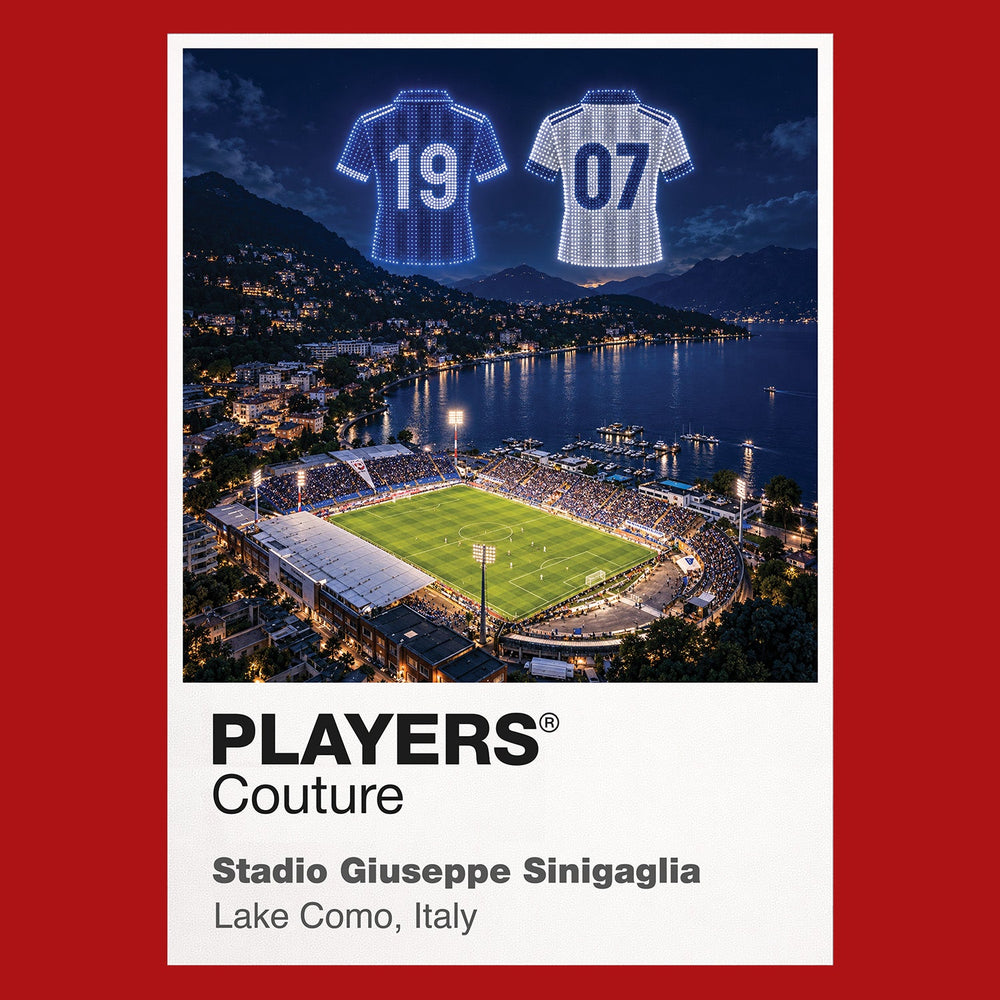 Como 1907 home and away shirts Icons in Lights Frame artwork in red