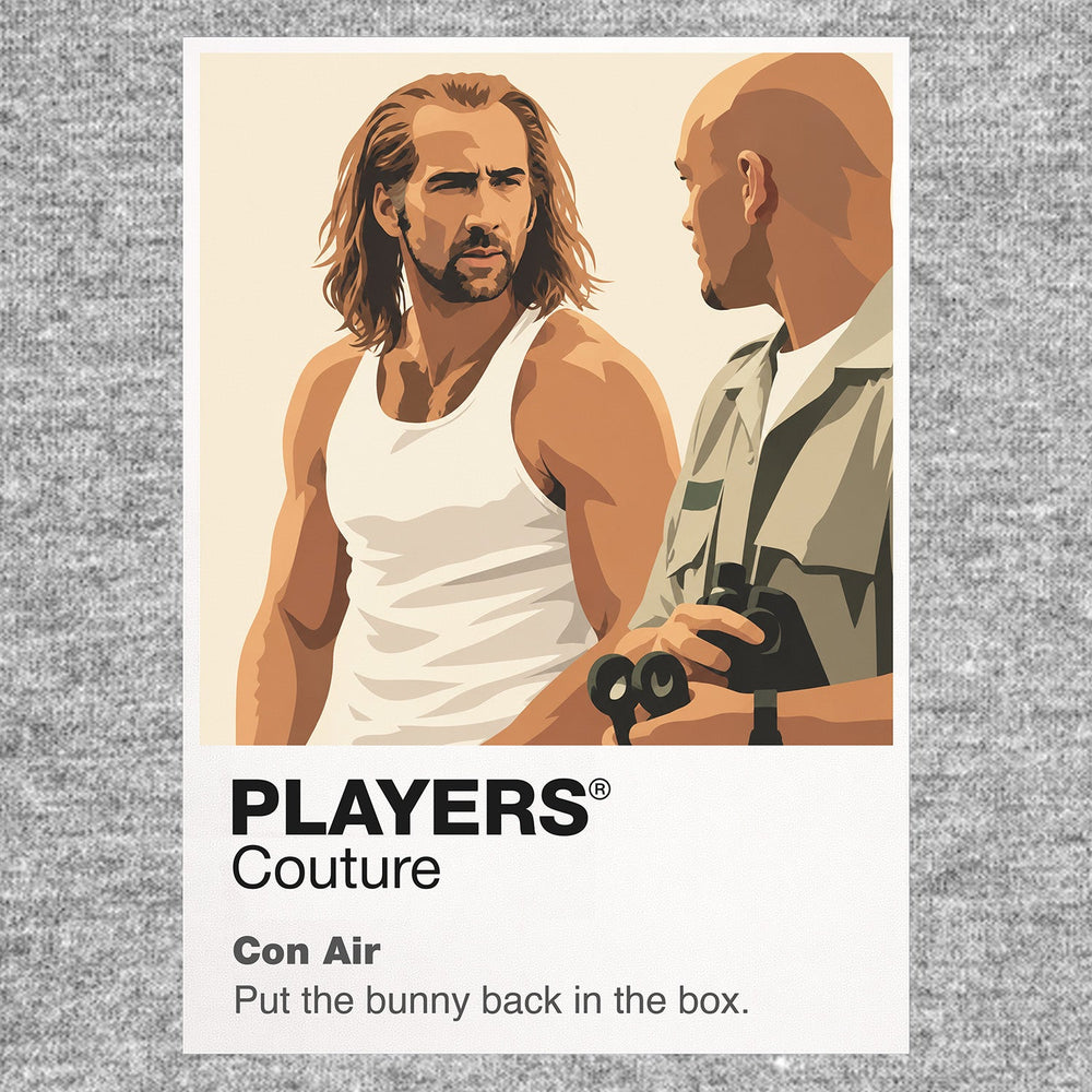 Con Air Cameron Poe's long-haired silhouette aboard the hijacked prison transport aircraft Icon Frame artwork in grey