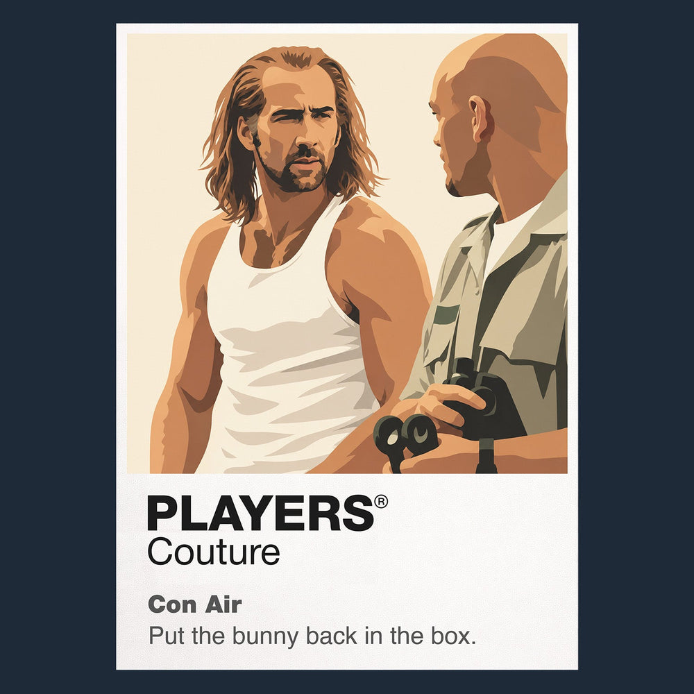 Con Air Cameron Poe's long-haired silhouette aboard the hijacked prison transport aircraft Icon Frame artwork in navy