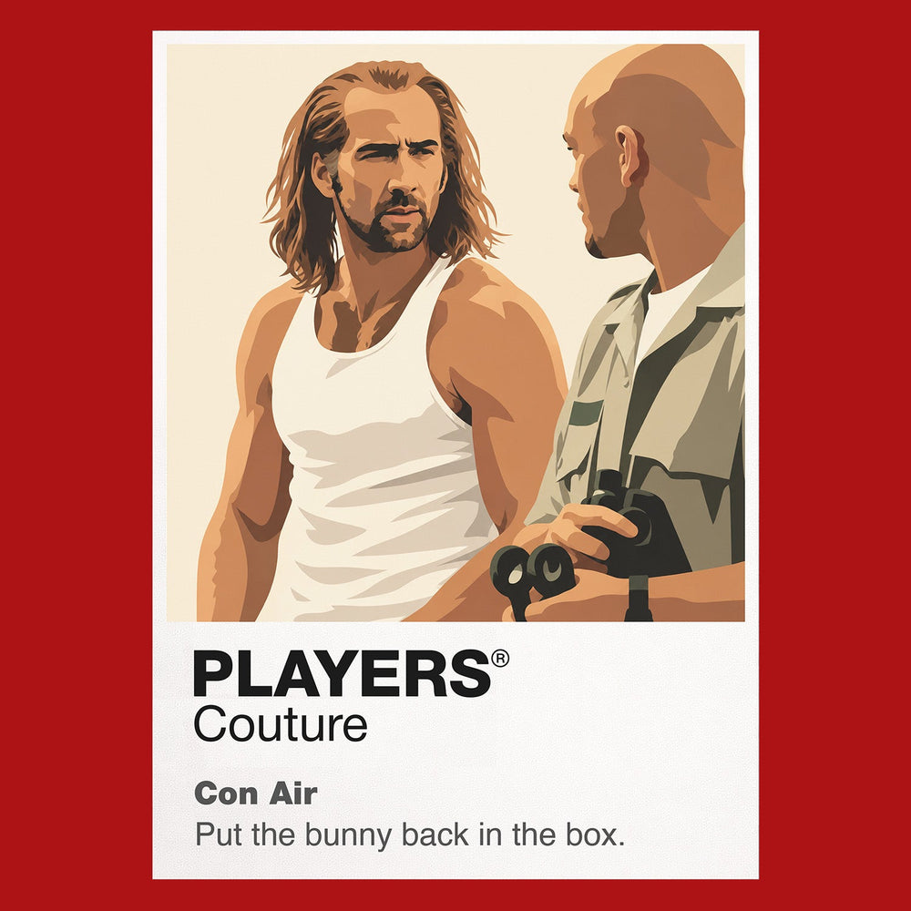Con Air Cameron Poe's long-haired silhouette aboard the hijacked prison transport aircraft Icon Frame artwork in red