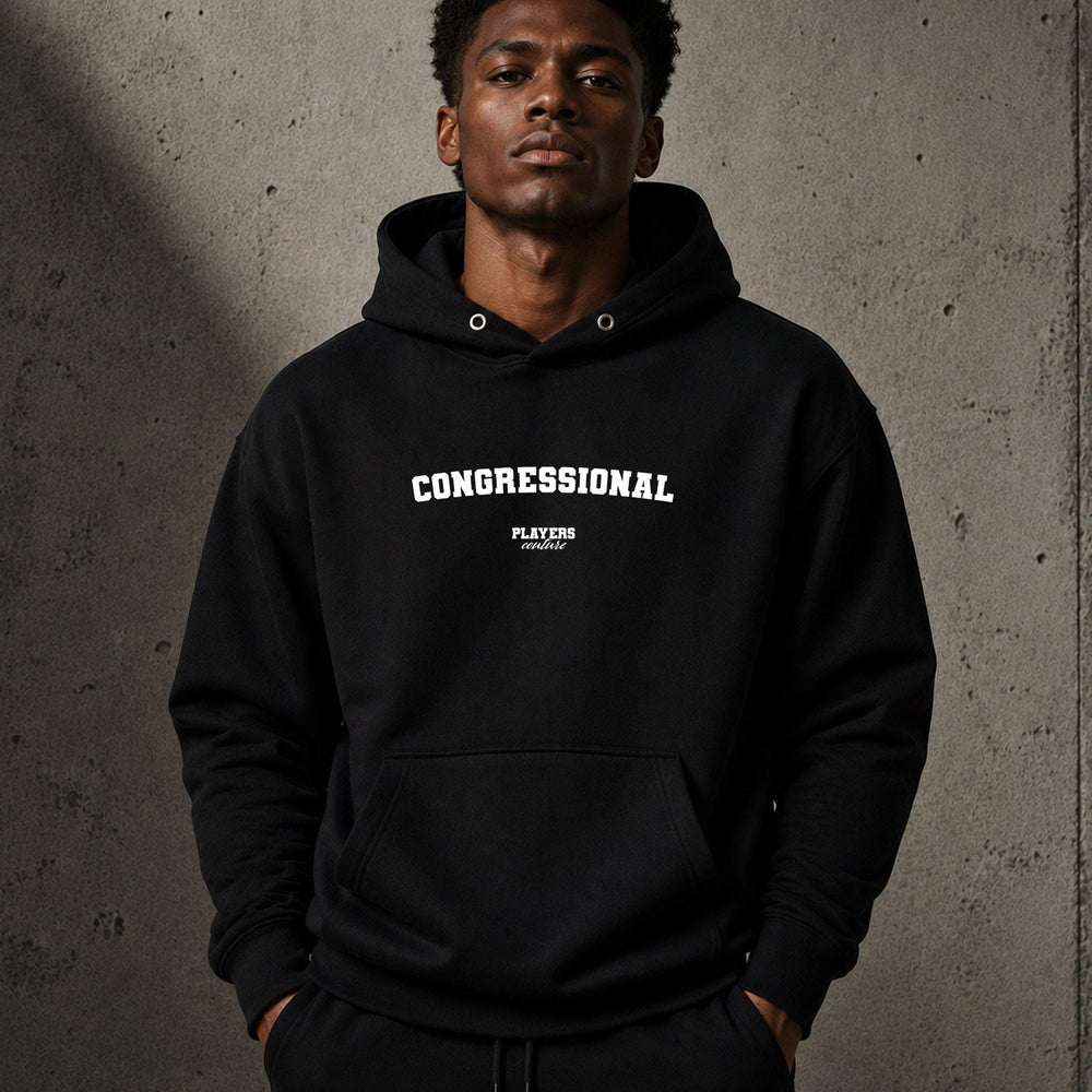 congressional name-print hoodie - black