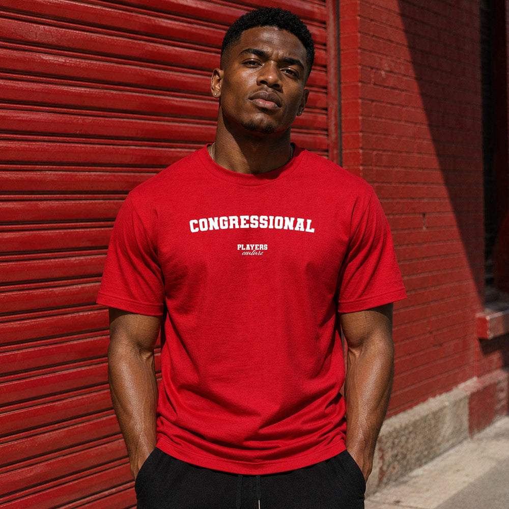 Congressional red T-shirt lifestyle image 1