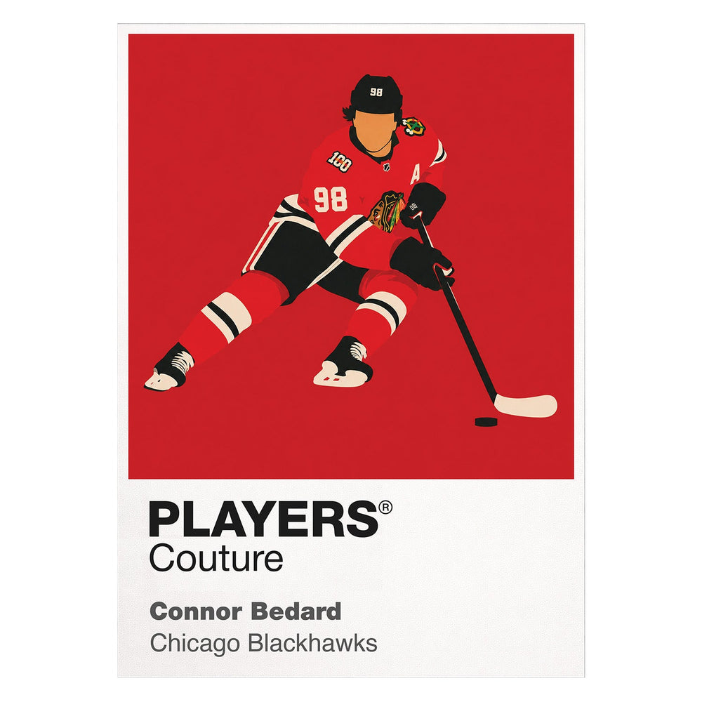 Connor Bedard Blackhawks Ice Hockey Icon Frame Men's T-Shirt – image 1