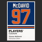 Connor McDavid 97 Jersey Frame Men's T-Shirt – black close-up detail shot of the Connor McDavid 97 Players Couture logo