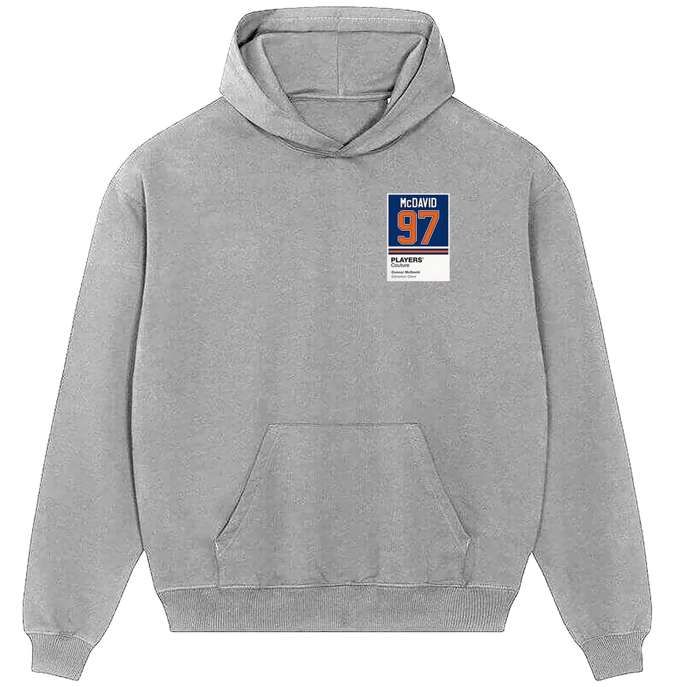 Connor McDavid 97 hoodie – grey men's hoodie featuring the Connor McDavid 97 Players Couture logo