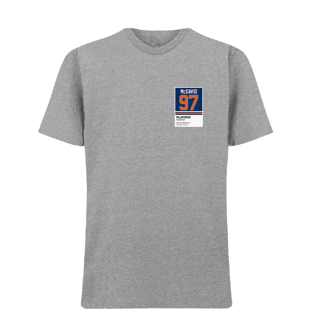 Connor McDavid 97 t-shirt – grey men's t-shirt featuring the Connor McDavid 97 Players Couture logo
