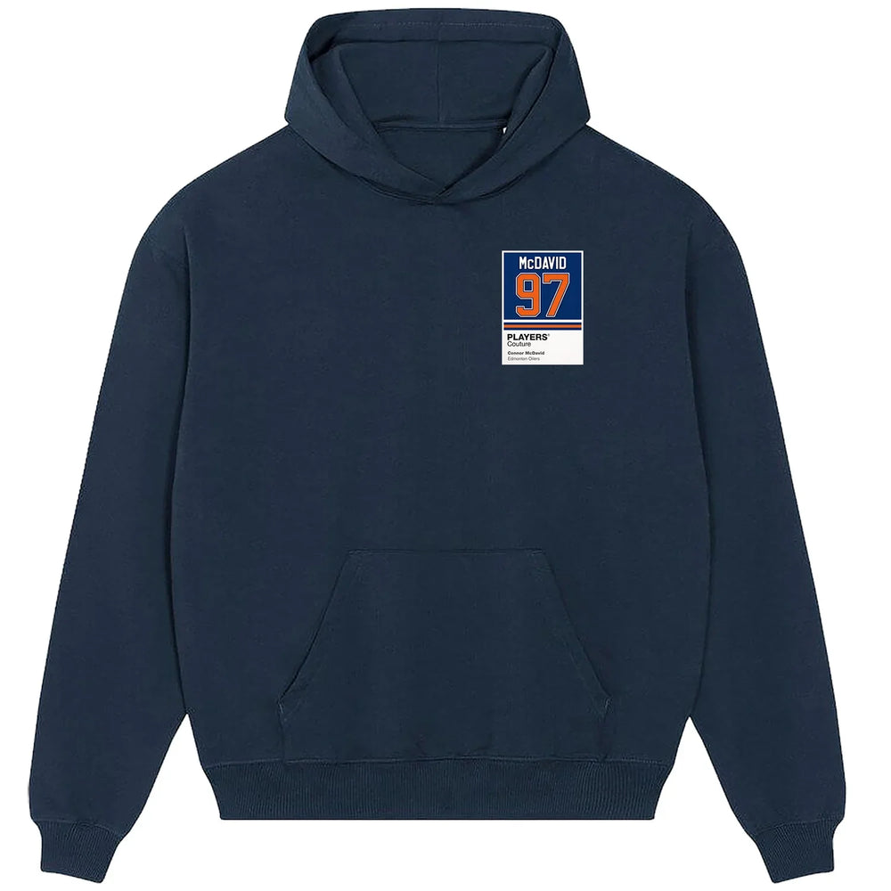 Connor McDavid 97 hoodie – navy men's hoodie featuring the Connor McDavid 97 Players Couture logo