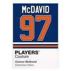 Connor McDavid 97 Jersey Frame Men's T-Shirt – white close-up detail shot of the Connor McDavid Players Couture logo design