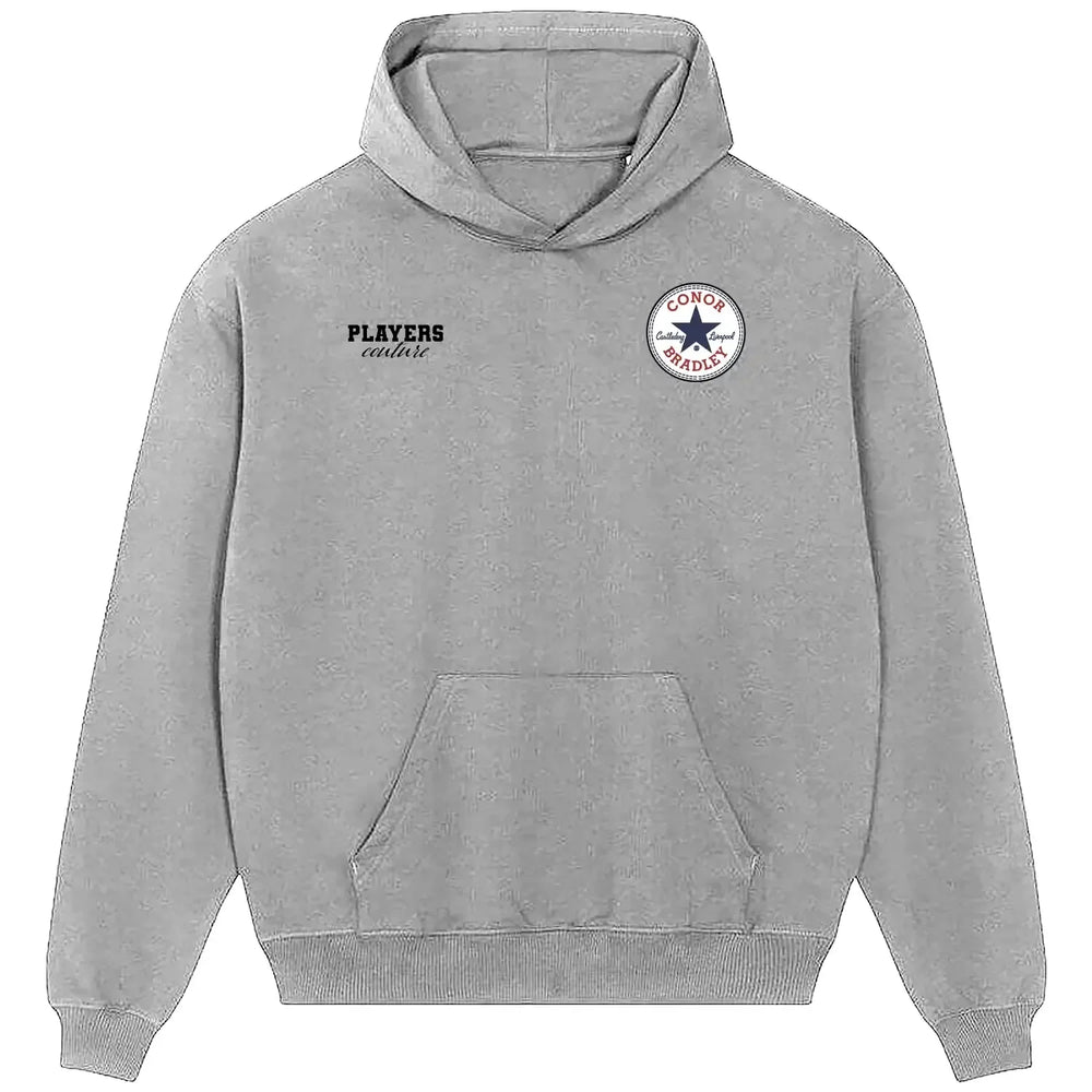Conor Bradley Star hoodie – grey men's hoodie featuring the Conor Bradley Star Players Couture logo
