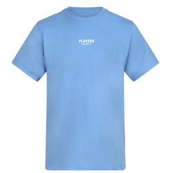 Essentials Collection t-shirt – blue men's t-shirt with white Essentials Collection letters and Players Couture logo on the