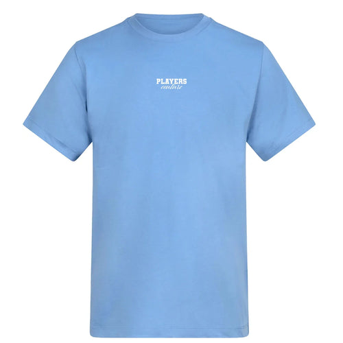 Essentials Collection t-shirt – blue men's t-shirt with white Essentials Collection letters and Players Couture logo on the