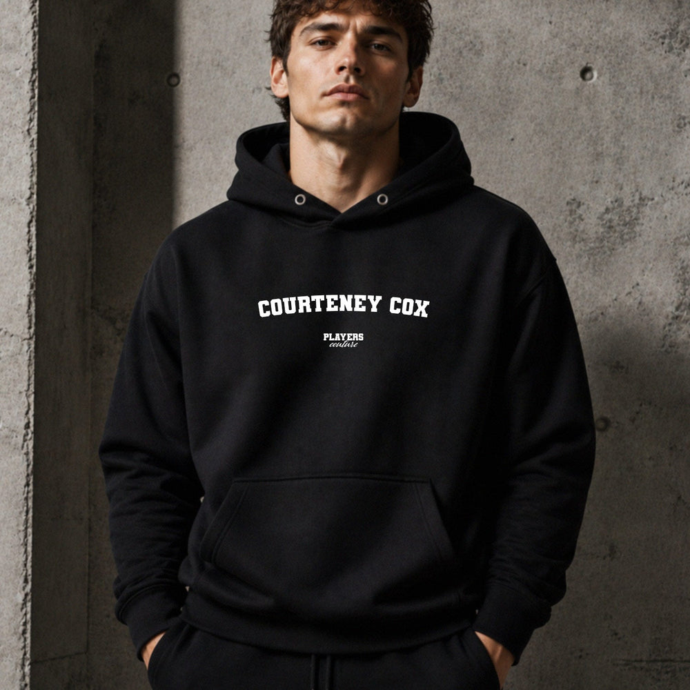 courteney-cox name-print hoodie - black