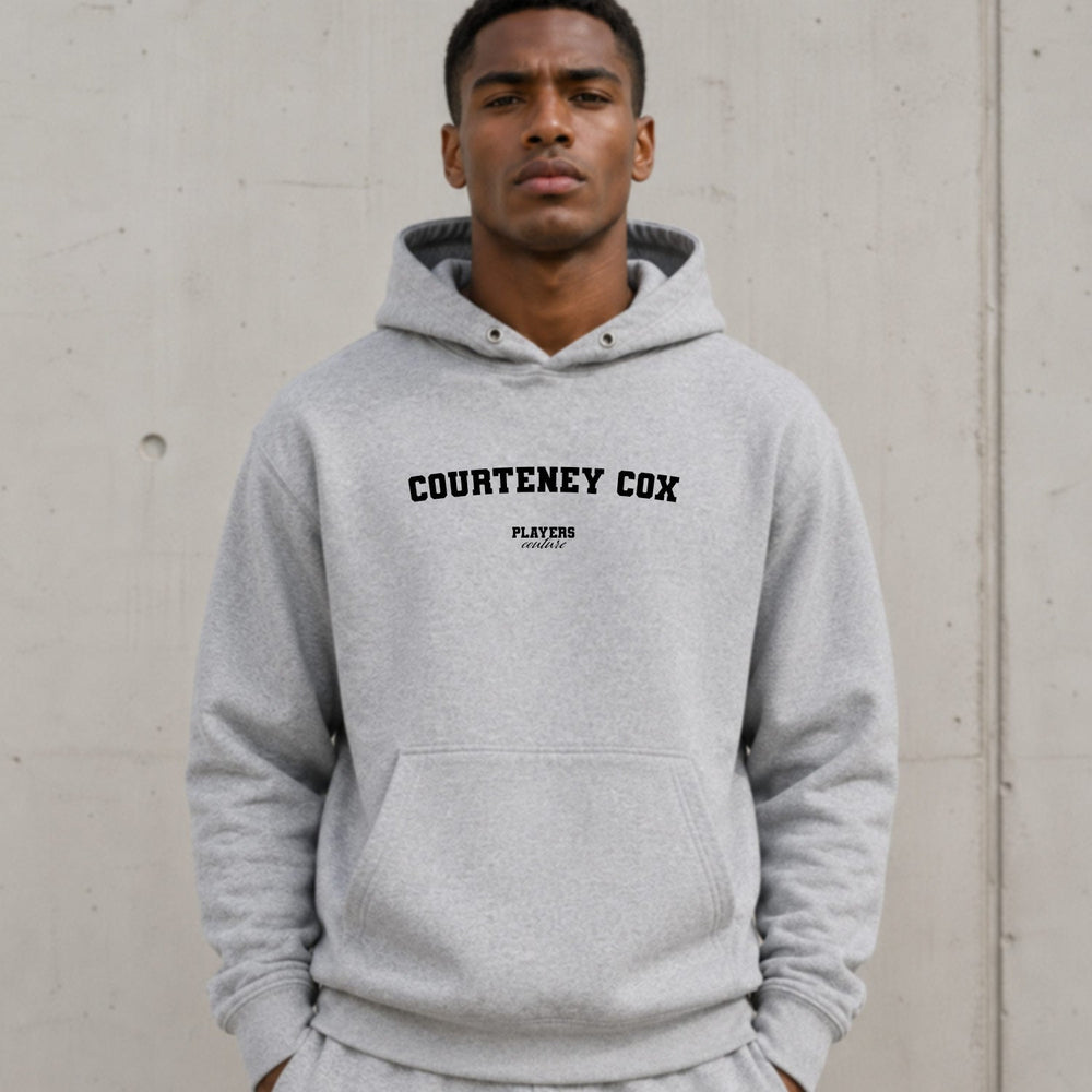 courteney-cox name-print hoodie - grey