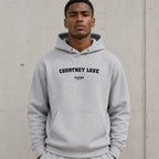 courtney-love name-print hoodie - grey
