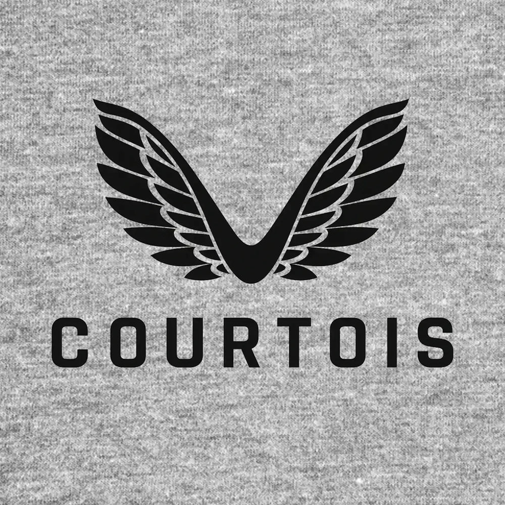 Thibaut Courtois Logo Men's T-Shirt – grey close-up detail shot of the Thibaut Courtois Players Couture logo design