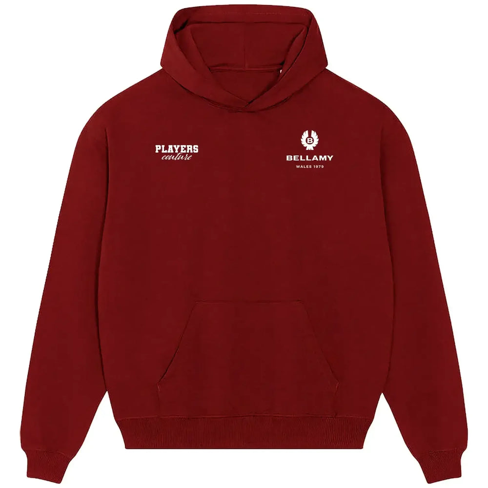 Craig Bellamy hoodie – red men's hoodie featuring the Craig Bellamy Players Couture logo