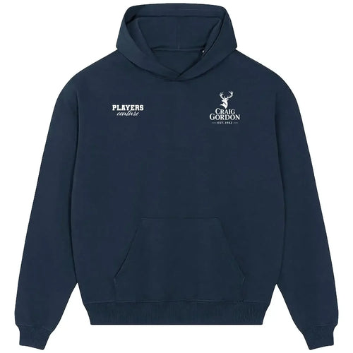 Craig Gordon hoodie – navy men's hoodie featuring the Craig Gordon Players Couture logo