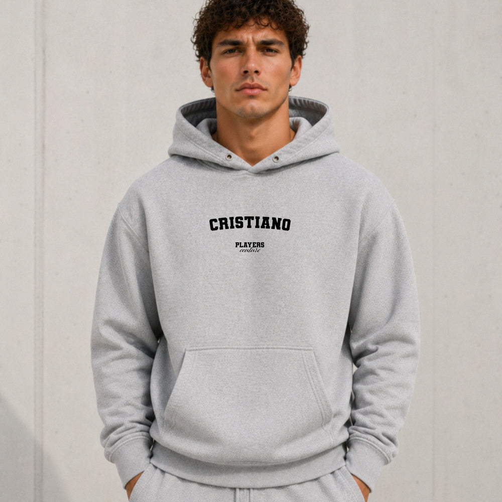 cristiano name-print hoodie - grey