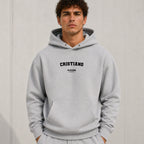 cristiano name-print hoodie - grey